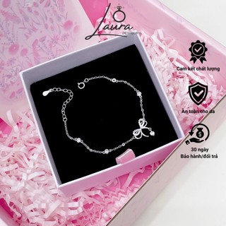  Lắc tay bạc nữ vòng tay nơ treo hạt đá nhẩy lấp lánh LJL0293 Vòng tay bạc 925 cao cấp Laura Jewelry 