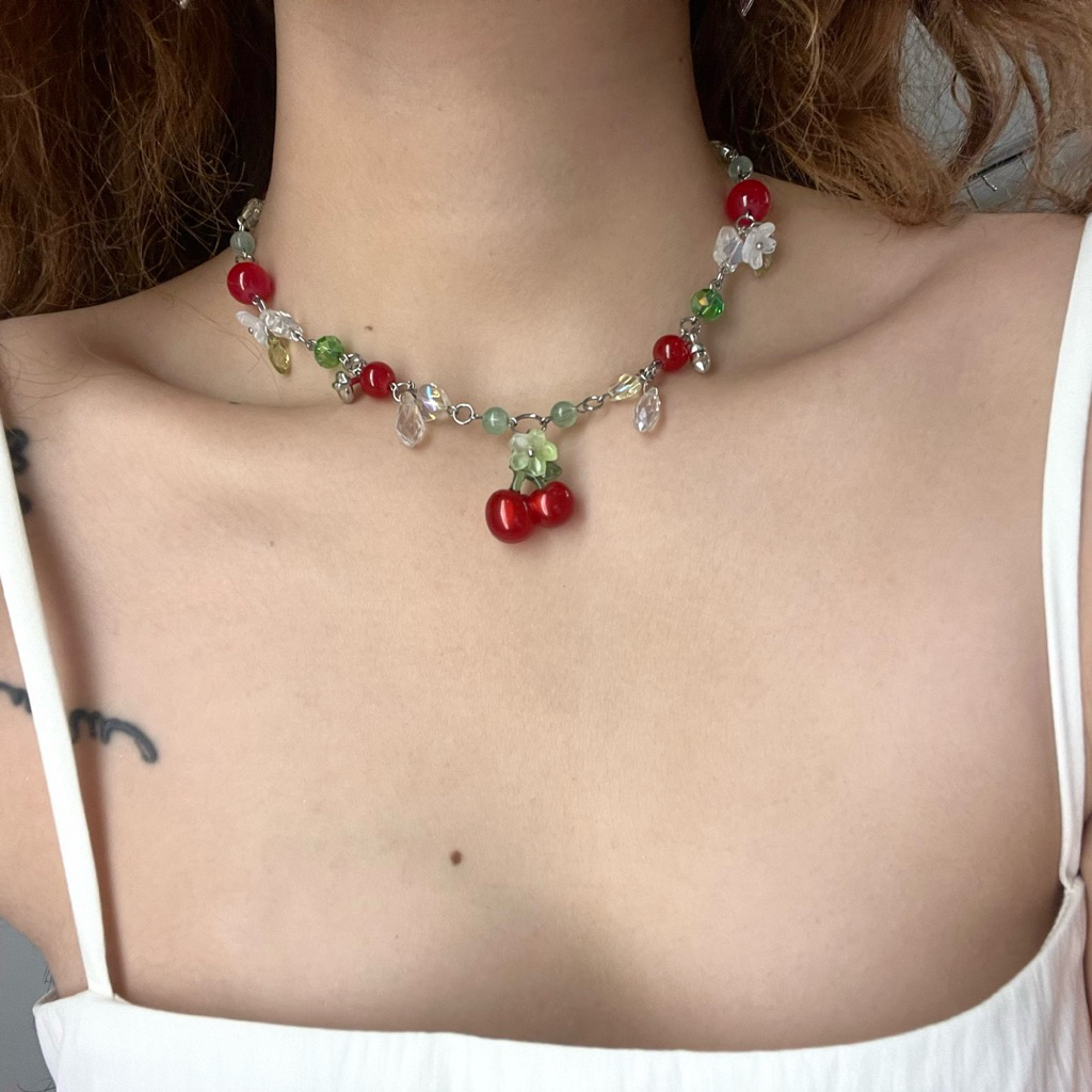 neck.soul.glass | Vòng Cổ Cherry Garden ♬𓈒✨🍒  <Cherry Garden Necklace> Đọc kĩ mô tả