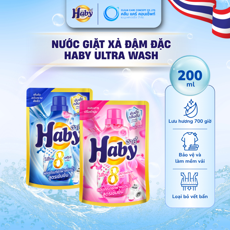 [ QUÀ TẶNG KHÔNG BÁN ] 1 Túi dùng thử 200ml Nước giặt đậm đặc HABY 8in1 – Sạch sâu, thơm lâu, công nghệ Microfresh
