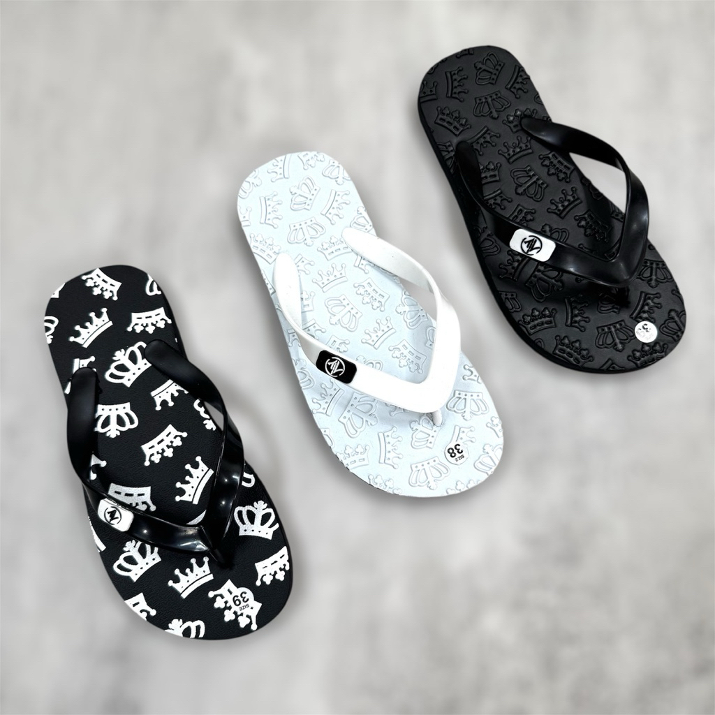 Dép tông nam thời trang, dép xỏ ngón, dép lào thai, dép kẹp nam họa tiết vương miện dập nổi siêu hot