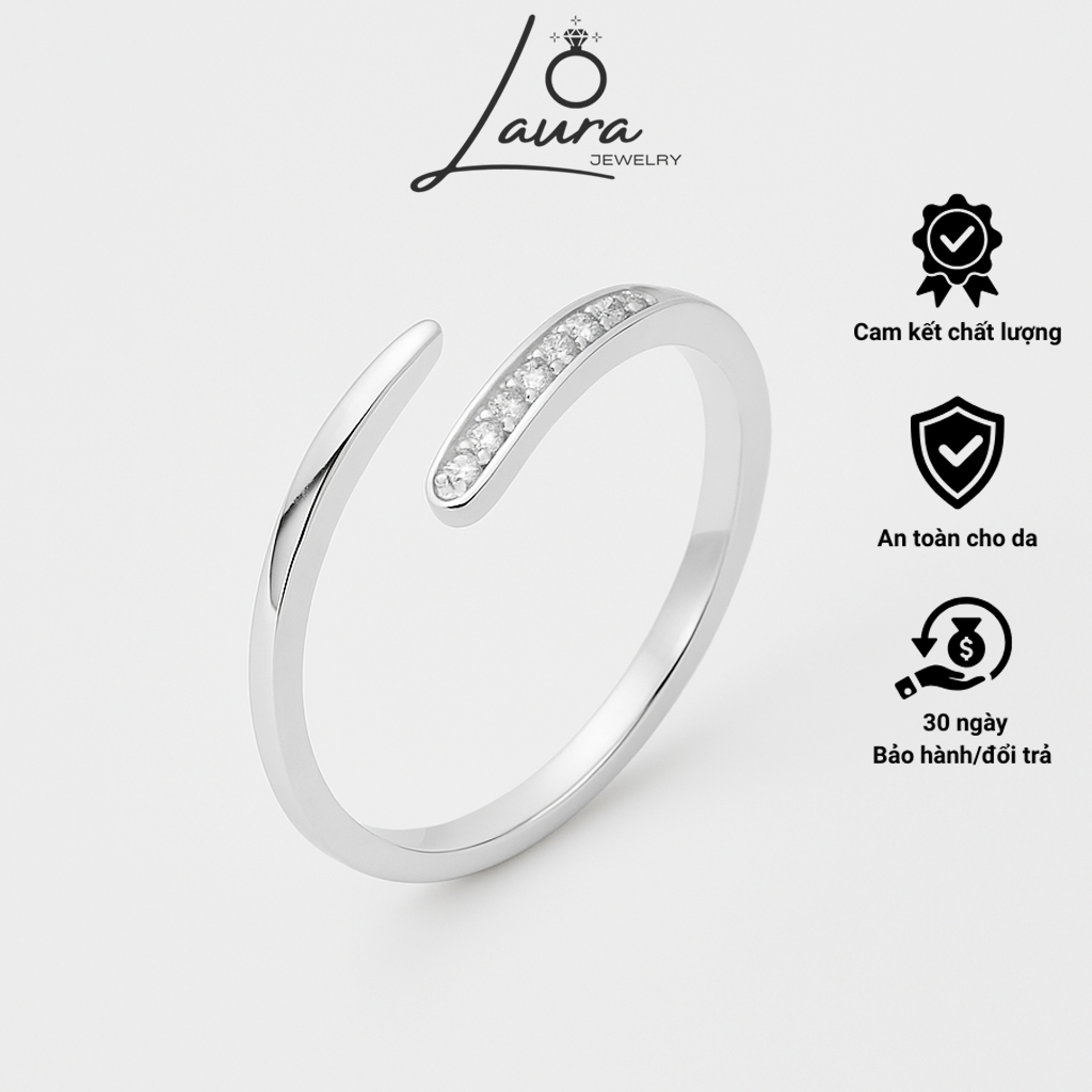 Nhẫn bạc nữ Laura Jewelry Little Ring Nhẫn bạc 925 đính đá có thể điều chỉnh size LJ0159