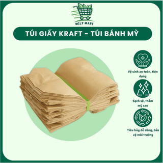 COMBO 200-500c túi giấy KRAFT, túi bánh mì không quai nhiều kích thước, túi giấy đựng thực phẩm, túi đựng đồ ăn vặt - TG