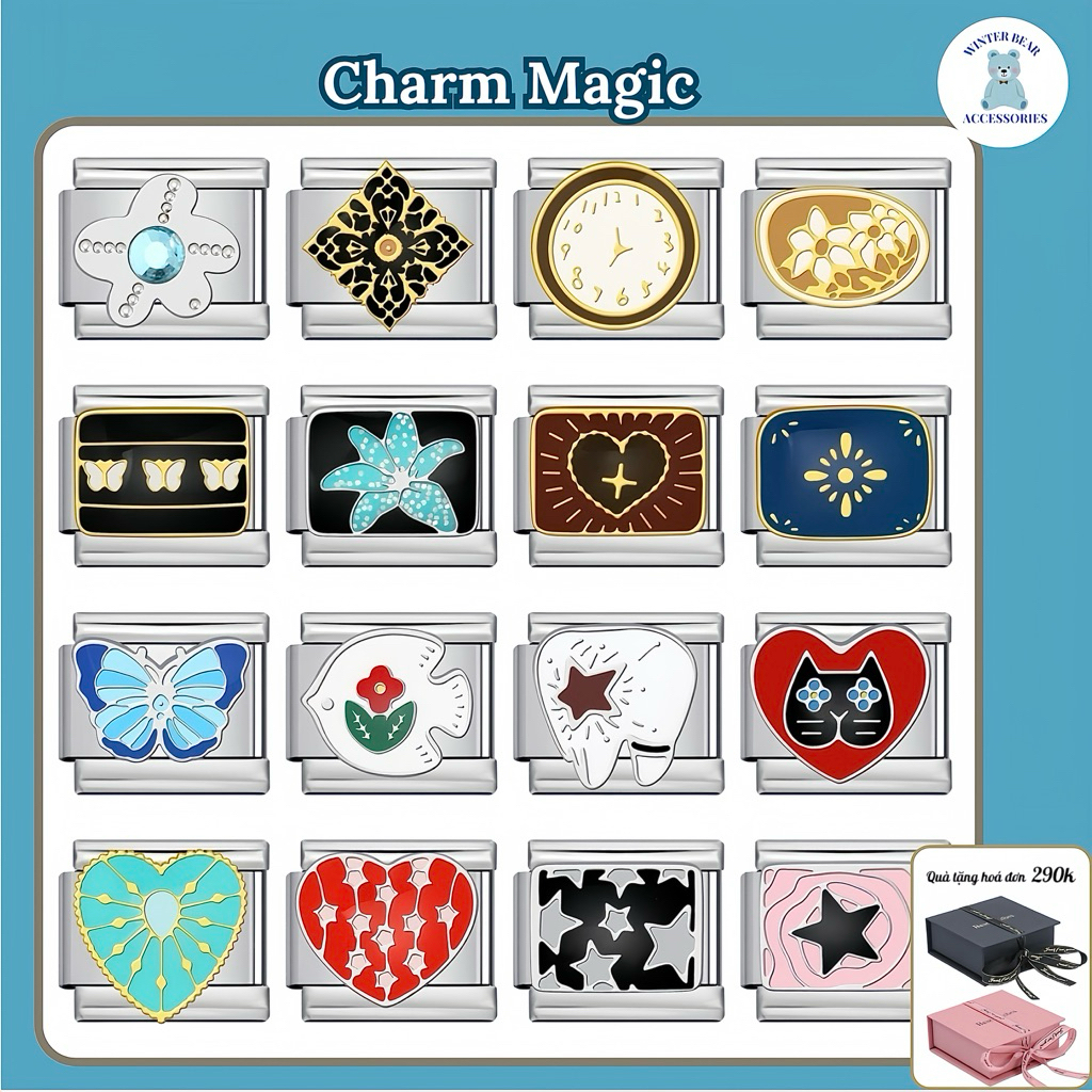 Vòng tay ITALIAN CHARM (MẪU CHARM MAGIC ) - Hàng có sẵn - DIY 9mm Thép Không Gỉ