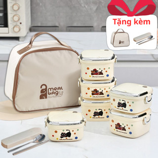  Bộ hộp cơm giữ nhiệt chất liệu inox 316 cao cấp tặng kèm túi giữ nhiệt và thìa đũa - HC21 