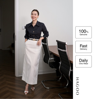  Chân váy kaki dáng dài công sở thiết kế HAGOO trẻ trung 3 màu Đen   Trắng  Nâu be thanh lịch  CV941  