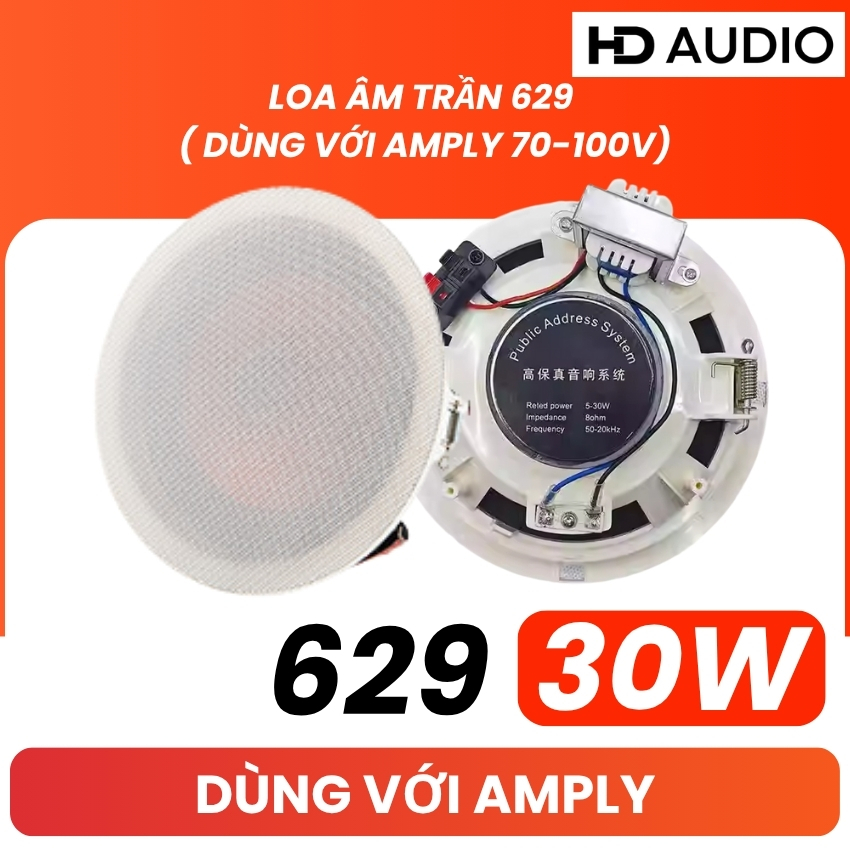 Loa âm trần 629 công suất 30W, loa trần chất âm hay, loa gắn trần cao cấp, loa âm trần cho nhà hàng,