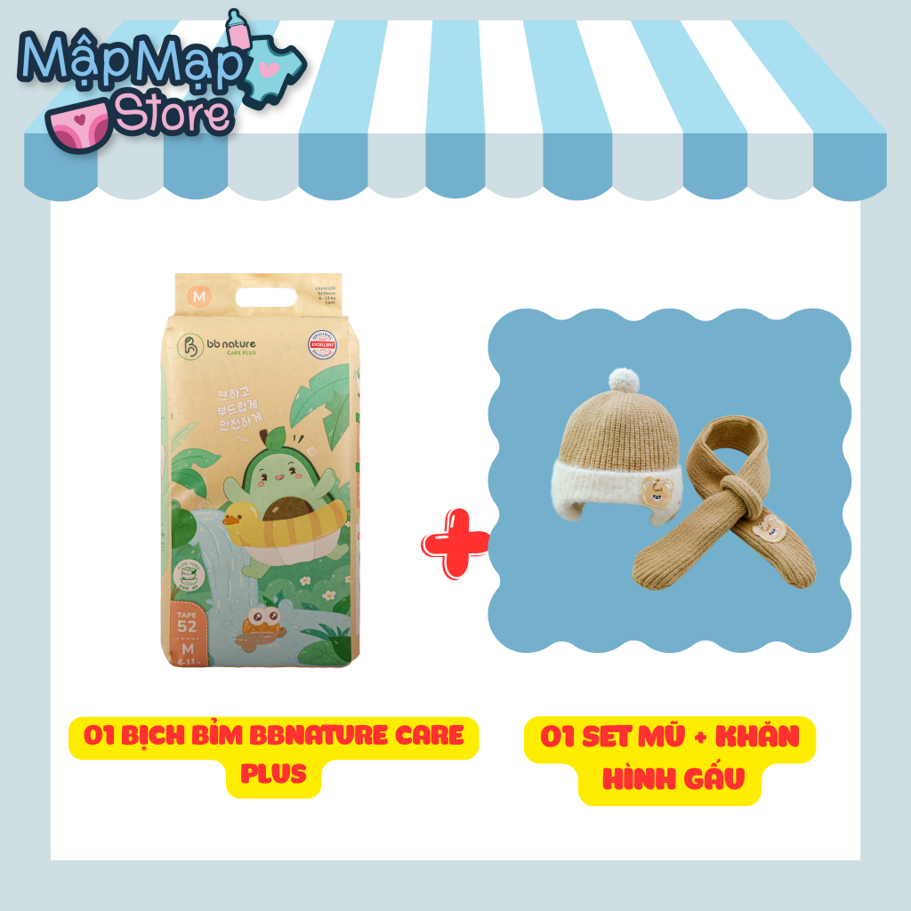 [TẶNG 01 SET KHĂN+MŨ ] [BBNATURE CARE PLUS] Mua 01 Bịch Tã/Bỉm Chất Liệu Sợi Tre Hữu Cơ An Toàn