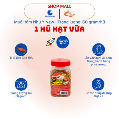 [HỎA TỐC] Muối Tôm Như Ý New - Hạt nhuyễn - vừa - to - Hũ 60 gram