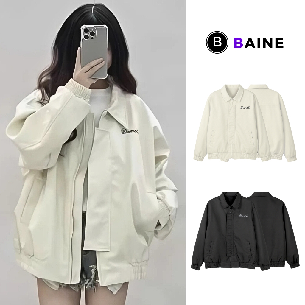 Áo Khoác Dù DUMBLE THÊU Cổ Bẻ Nam Nữ 2 Lớp BM258, Áo Dù Mero Form Rộng Unisex BAINE