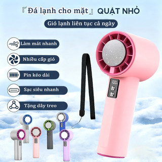  ⚡Quạt Cầm Tay⚡ Điện Tử Hiển Thị Sạc Có Gió Mạnh Quạt Kiểu Phun Tuabin Dễ Mang Theo Quạt cầm tay mini 
