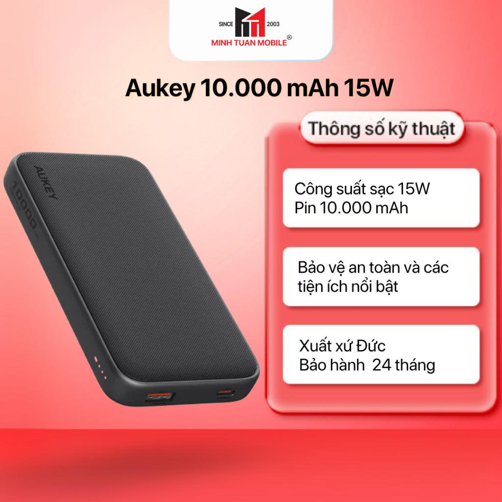 Pin sạc dự phòng Aukey 10.000 mAh 15W Spark Go PB-Y46
