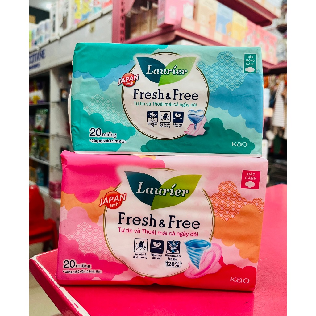 Băng vệ sinh Laurier siêu mỏng cánh gói 20 miếng