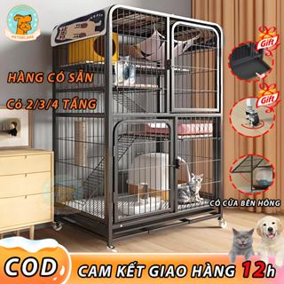  😸Chuồng mèo 2 3 4 Tầng Lồng Mèo 2 Tầng Biệt Thự Mèo Lồng thú cưng Lồng chó mèo Có Bánh Xe Tặng khay 