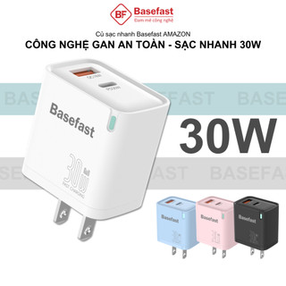  Củ sạc nhanh 30W 2 cổng Basefast cục sạc siêu bền dùng cho Phone xs max 11 12 13 14 samsung xiaomi 