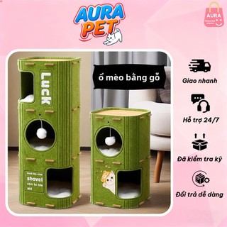  Nhà Cho Mèo Bằng Gỗ Kết Hàn Cây Cào Mèo - Chuồng Mèo Kín Đáo Tạo Cảm Giác An Toàn Thiết Kế Tầng Chắc Chắn & Bền Bỉ 
