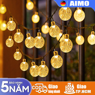  AIMO Dây đèn led trang trí năng lượng mặt trời quả cầu bi bọt chống nước 20-50-100 bóng led 