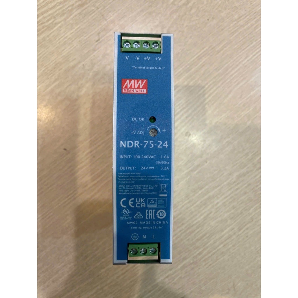 Nguồn Mean well NDR-75-24  24V 3.2A cài thành DIN, hàng mới 100%