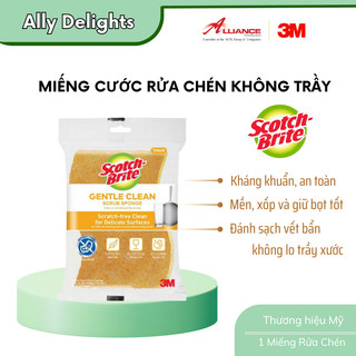 [Quà tặng] Miếng rửa chén vàng nhẹ nhàng không trầy xước 3M™ Scotch-Brite®, siêu sạch, chống trầy.