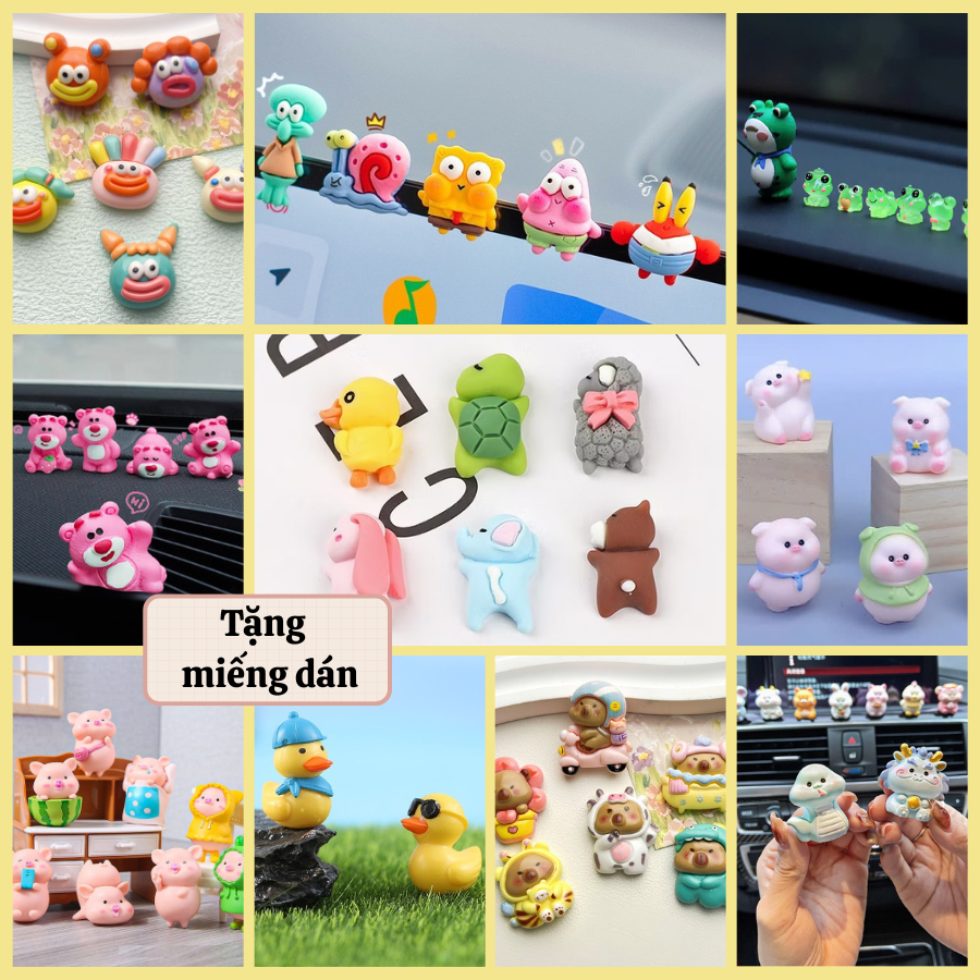 Phụ kiện mini trang trí xe máy, ô tô miếng dán icon động vật dễ thương, trang trí gương, đèn xe, bảng điều khiển