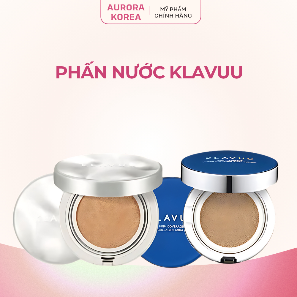 Phấn nước Klavuu lâu trôi Cushion che phủ tự nhiên có chống nắng SPF50+ PA+++ - Aurora Korea