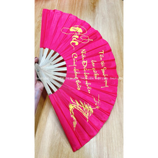 Quạt vải  size nhỏ 27cm ( tuỳ đợt nhiều chữ thư pháp khác nhau)