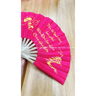 Quạt vải  size nhỏ 27cm ( tuỳ đợt nhiều chữ thư pháp khác nhau)