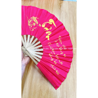 Quạt vải  size nhỏ 27cm ( tuỳ đợt nhiều chữ thư pháp khác nhau)