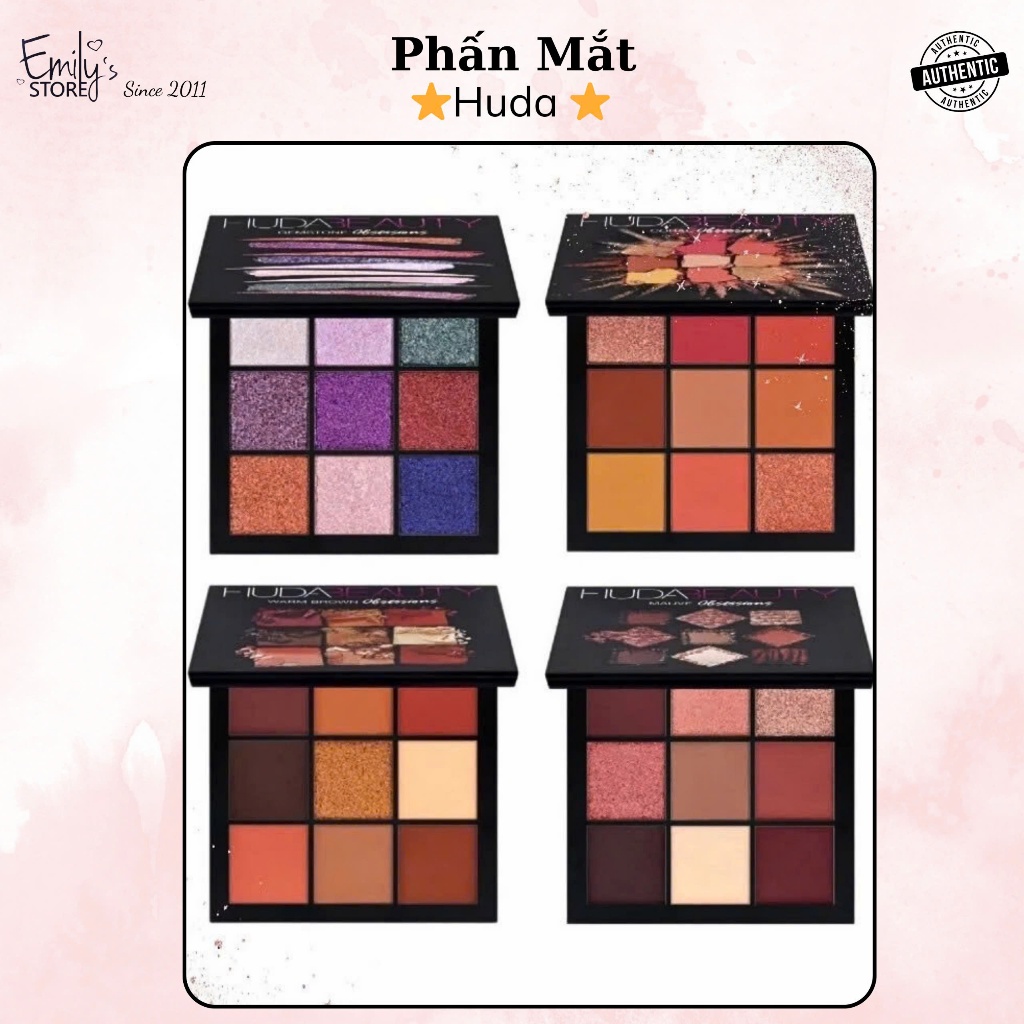Phấn Mắt Huda Obsession Eyeshadow Palette 9 Ô Kèm Gương. Màu Nâu Ấm Trung Tính. Màu Hồng San Hô