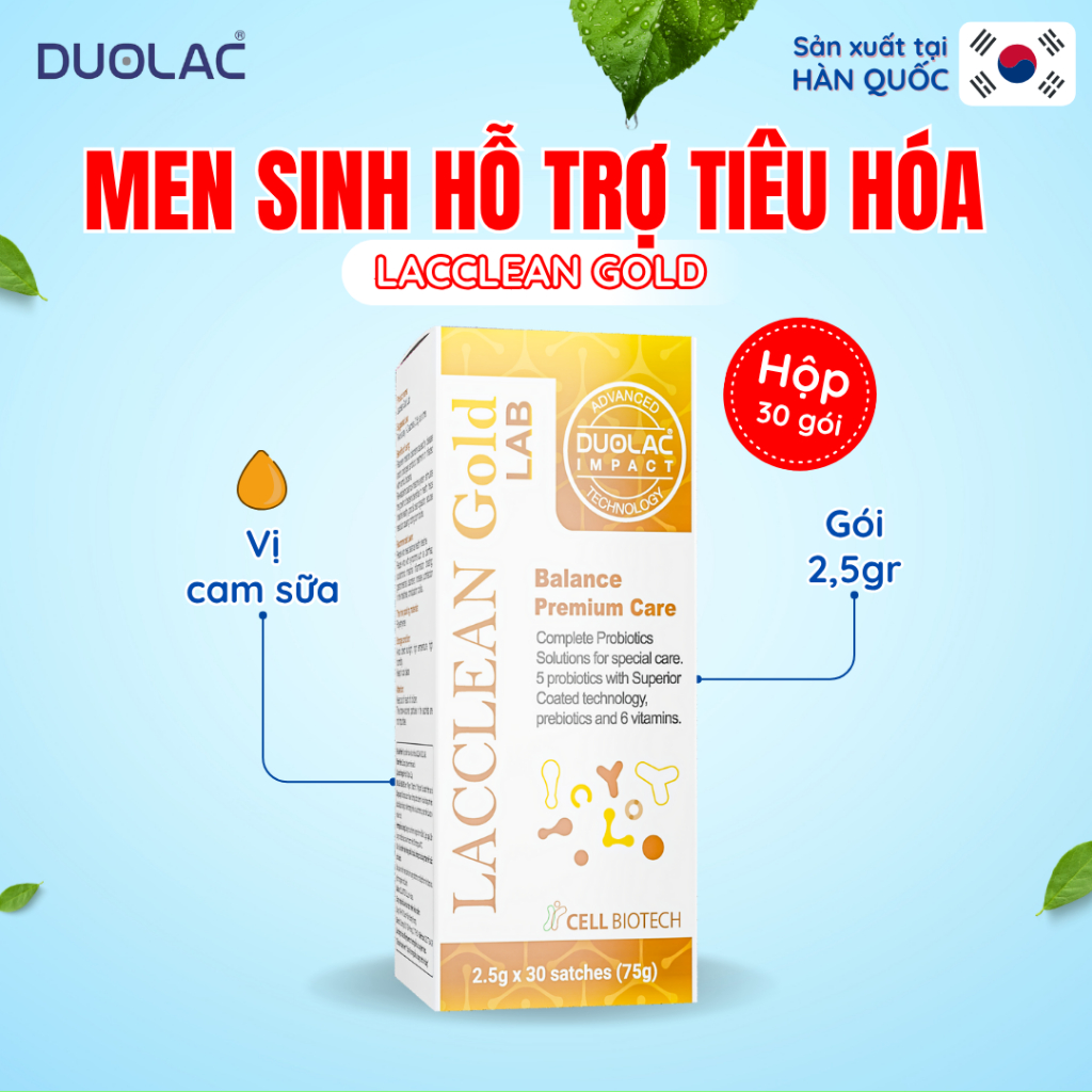 Bột Men Vi Sinh Probiotic và Vitamin Hương Cam - LACCLEAN Gold LAB - Doulac Hàn Quốc
