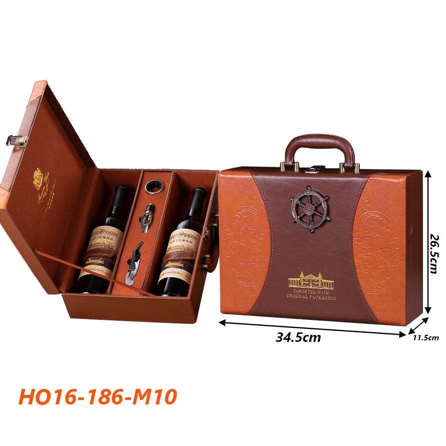Hộp Đựng Rượu Vang Da Đôi Epvina Box Bán Nguyệt Màu Nâu Sang Trọng 3 Phụ Kiện