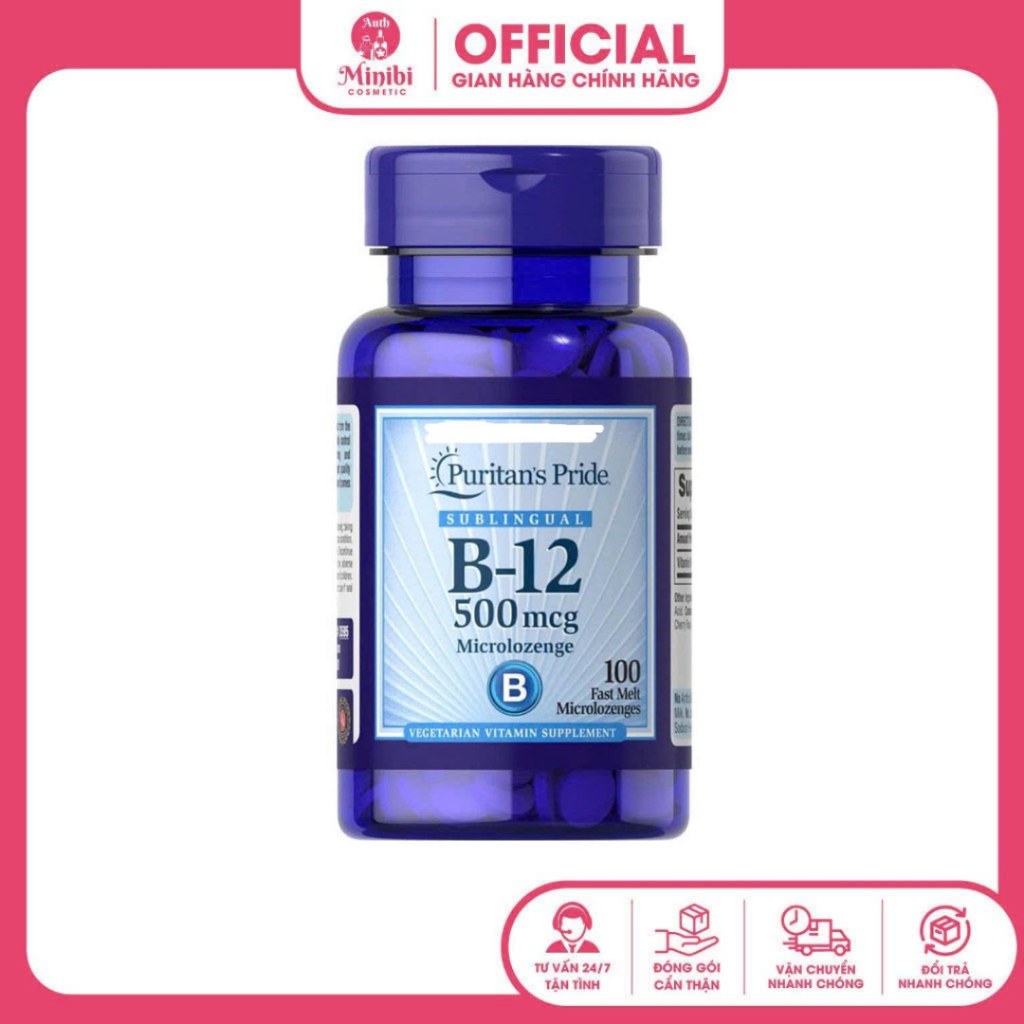 Vitamin B12 500mcg Puritans Pride 100 viên - Viên uống bổ sung Vitamin B12