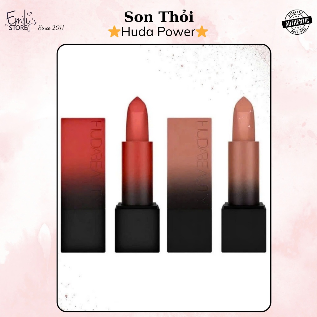 [Thanh Lý] Son Huda Powder Bullet Matte Lipstick. Son Thỏi. Son Lì Màu Nude, Màu Đỏ