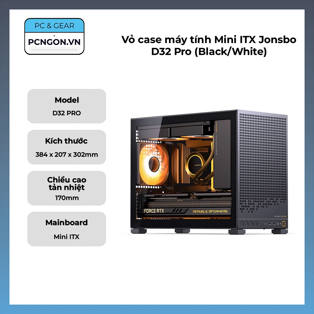 [PCNGON] Vỏ case máy tính Mini ITX Jonsbo D32 Pro (Black/White)