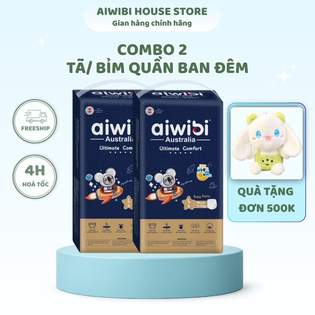 [COMBO 2] Tã/Bỉm quần AIWIBI  cao cấp chuyên ban đêm Ultimate Comfort