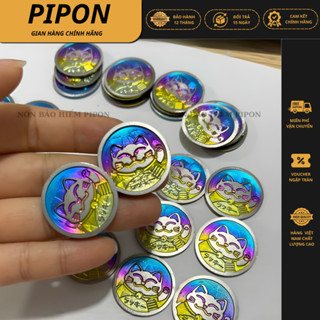  Tem Titan Logo Mèo Thần Tài Hàng Cao Cấp Đường Kính 2.8cm Hình Tròn Có Sẵn Keo Dán 3M Gắn Nón Sơn Và Xe Máy 