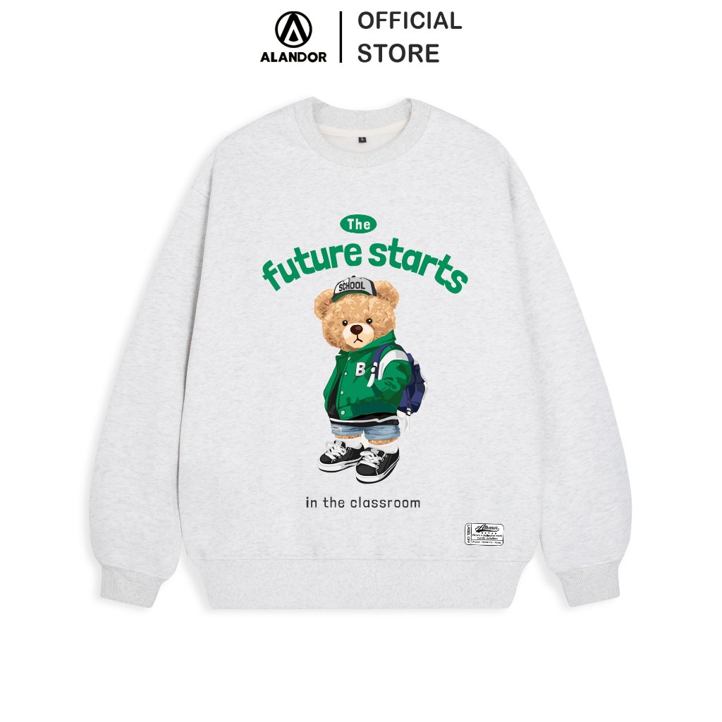 Áo Sweater Alandor Gấu Future Form Rộng Tay Dài Nỉ Bông Cotton