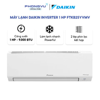   Shopee Lắp Đặt 0Đ HN HCM  Máy Lạnh Daikin 1 HP INVERTER 9000 BTU FTKB25YVMV - Làm lạnh nhanh Phù hợp phòng nhỏ 10–15m2 
