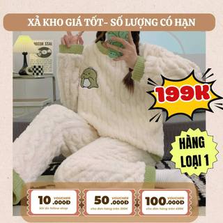  SALE XẢ KHO  Bộ ngủ nữ dày dặn bộ nỉ lông xoắn mùa đông siêu ấm họa tiết dễ thương DDNT04 