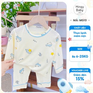  Bộ dài tay thun lạnh MINGY BABY cho bé gái từ 6-27kg chất liệu mềm mát mặc nhà đi chơi in hình siêu xinh 
