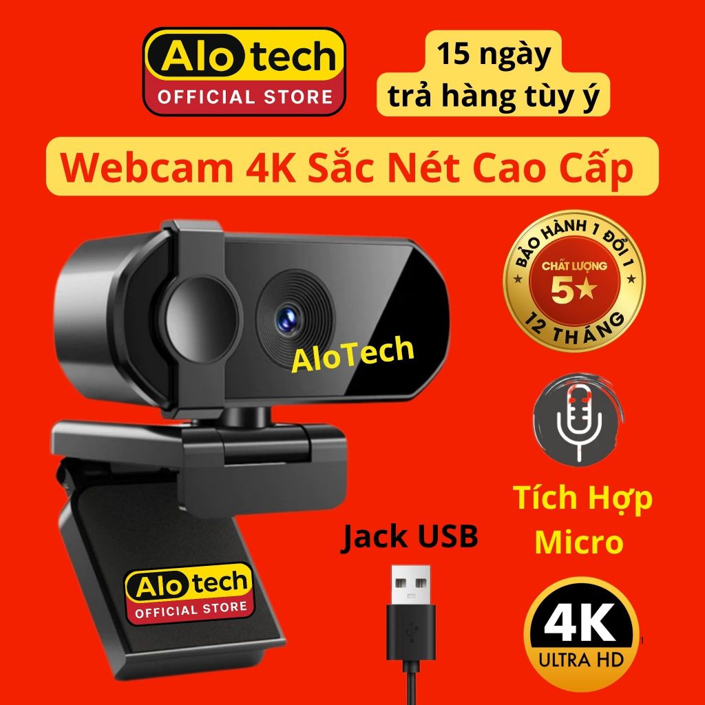 Webcam 4k 2k Cao Cấp PC Laptop – Camera Livestream Chuyên Nghiệp Cho PC, Laptop, Tiktok, Youtube