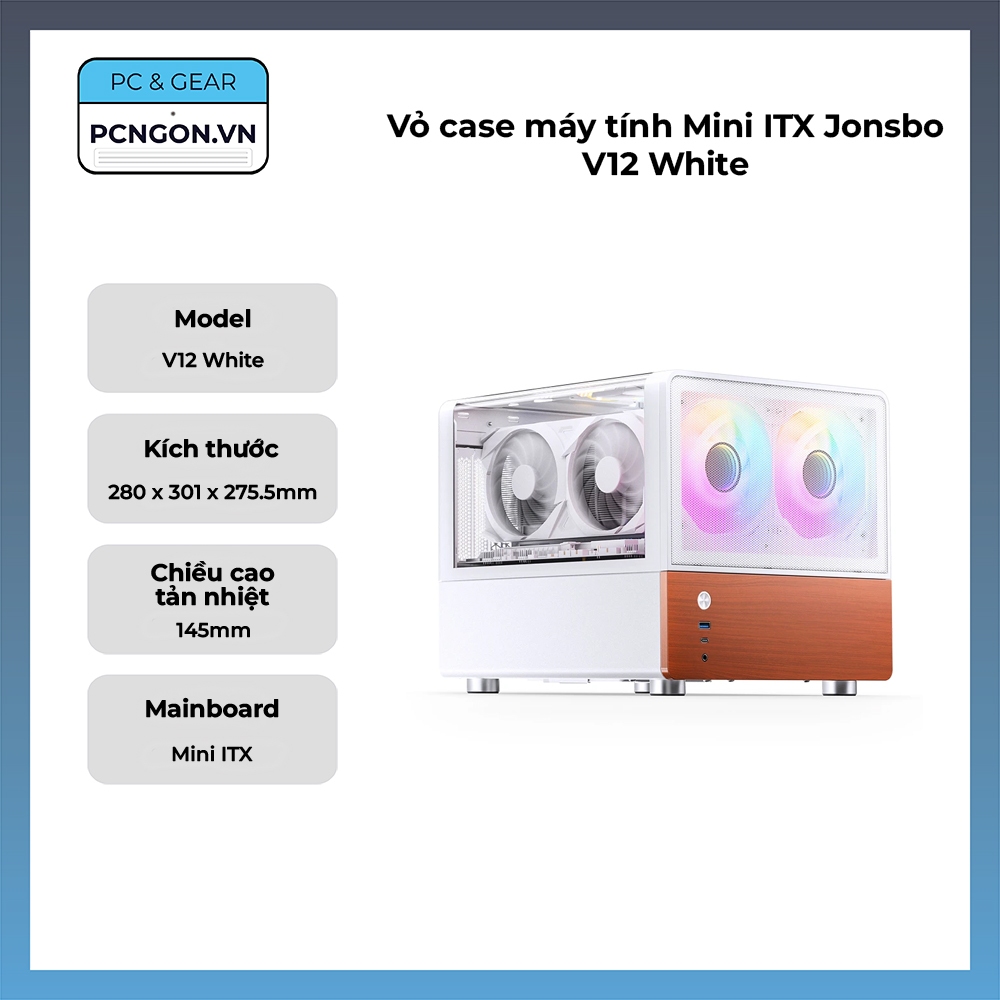 [PCNGON] Vỏ case máy tính Mini ITX Jonsbo V12 White