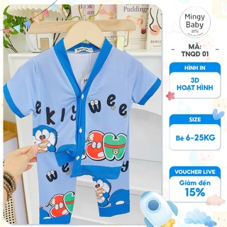  Bộ dồ ngủ Bộ quần áo Pijama MINGY BABY Áo cộc quần dài cho bé gái hình in 3D họa tiết hoạt hình đáng yêu mặc mát 