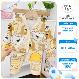  Bộ ngủ  dài tay Pijama MINGY BABY cho bé trai bé gái từ 6-27kg chất liệu thun lạnh thoải mái hình in 3D hình siêu xinh 