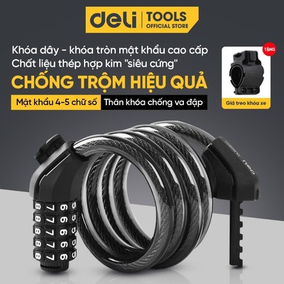 Khóa Xe Mật Mã Deli, Khóa Xe Đạp Xe Máy Siêu An Toàn Bảo Mật Cực Kì Tốt 4-5 Số Chống Trộm