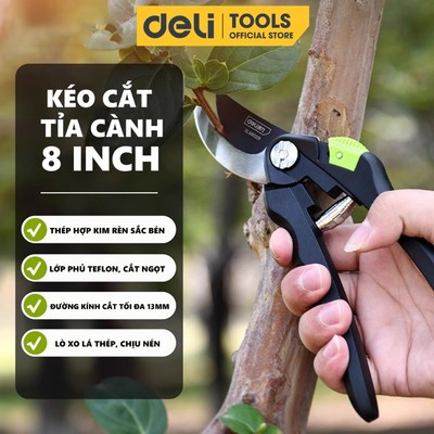 Kéo Cắt Tỉa Cành Deli Dùng Trong Gia Đình Tiện Lợi, Kéo Cắt Cây Lưỡi Thép Sắc Bén Không Gỉ Tiện Lợi