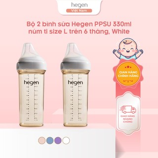 Bộ 2 bình sữa Hegen PPSU – đủ size cho bé từ 1–6 tháng, van chống sặc, chống đầy hơi