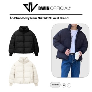  Áo khoác phao boxy nam nữ DWIN local brand dáng lửng cổ cao unisex trần bông dày dặn siêu ấm 
