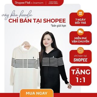   ONLY SHOPEE  Váy Bầu Đầm Bầu Nỉ Thu Đông Dáng Suông Kẻ Sọc Hoodie Dài Tay Có Mũ Freesize - JTVB204 