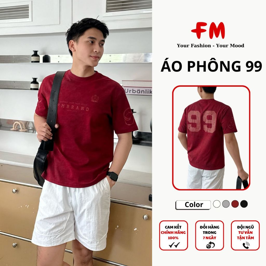 Áo Phông Nam FMSTYLE Cotton Mềm Mịn, Form Regular Hình In Nổi Thời Trang 25090012
