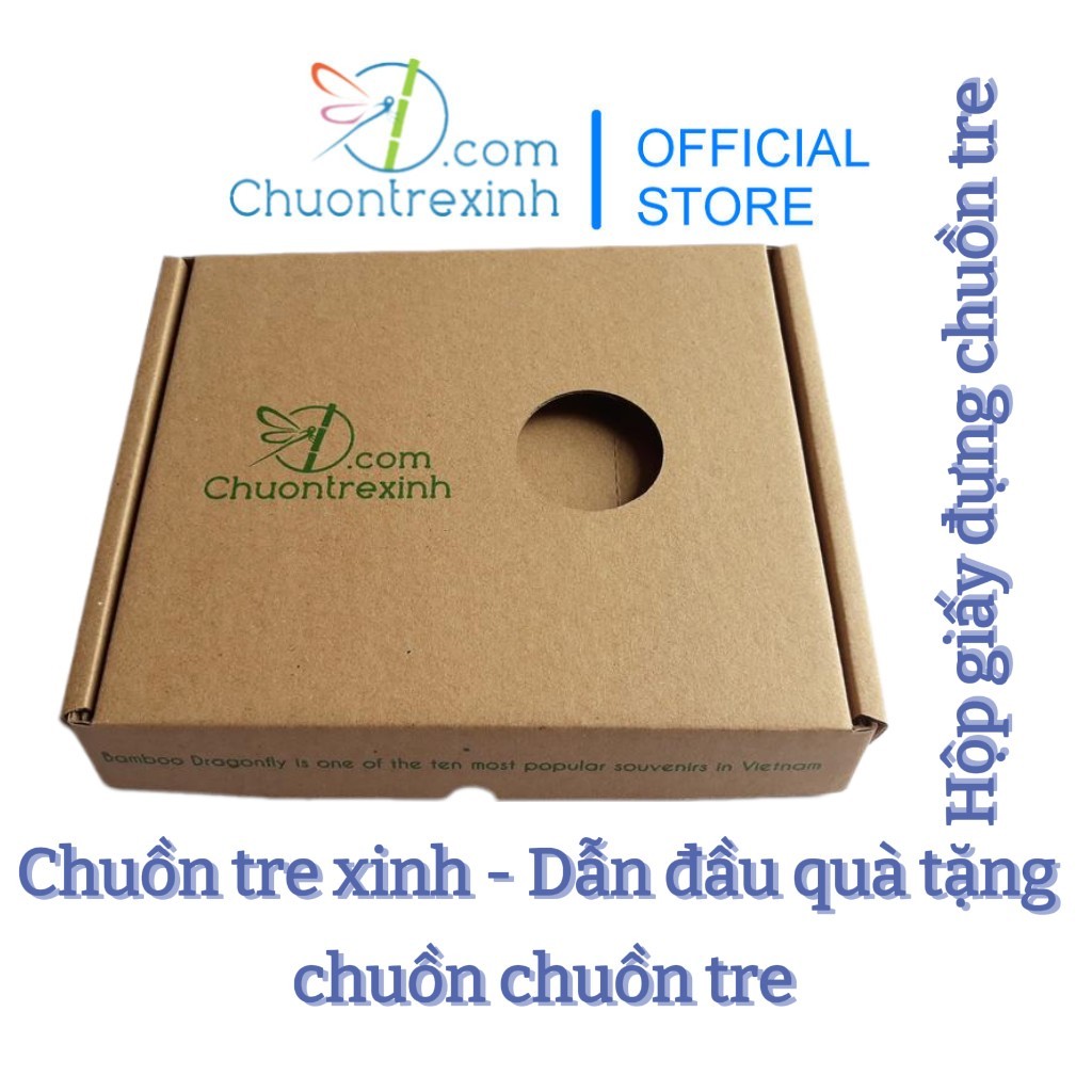 Hộp giấy đựng chuồn chuồn tre bán lẻ Chuồn tre xinh shop HCT đựng được 1 đến 2 con (Hộp chưa gấp)